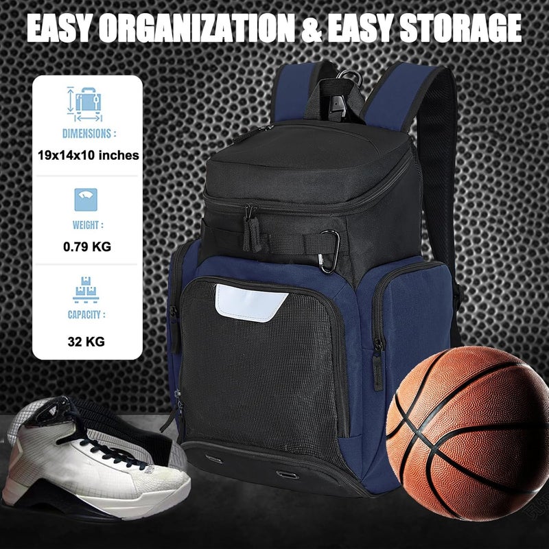 LARIPOP Basketball Backpack Large Sports Bag, Gym Bag with Ball Compartment and Shoe Compartment to Store Sports Shoes Water Bottles Laptops and Daily Necessities, Widely Used in Basketball, Soccer - Image 2